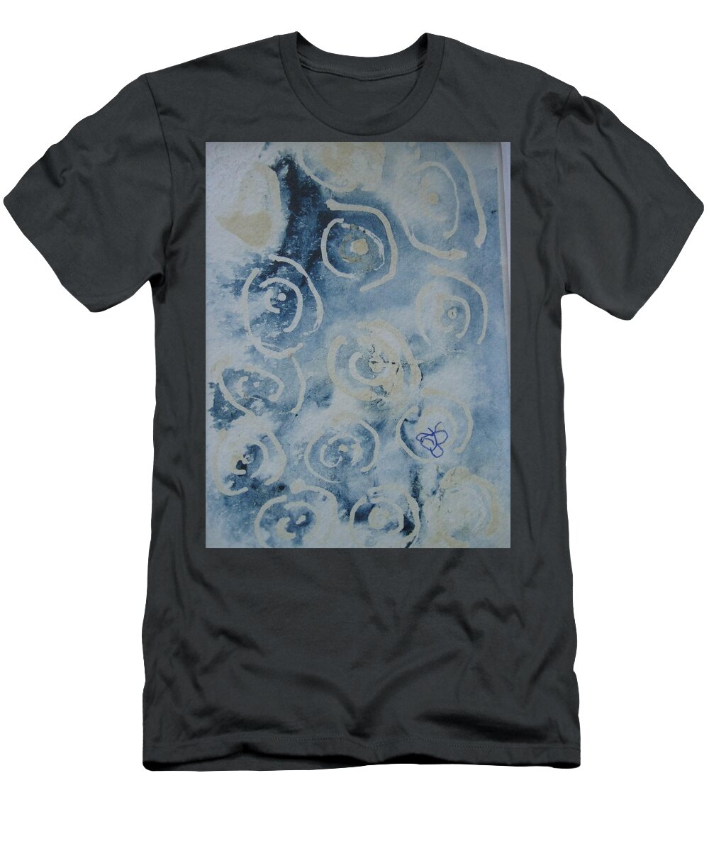 Blue T-Shirt featuring the drawing Blue Spirals by AJ Brown