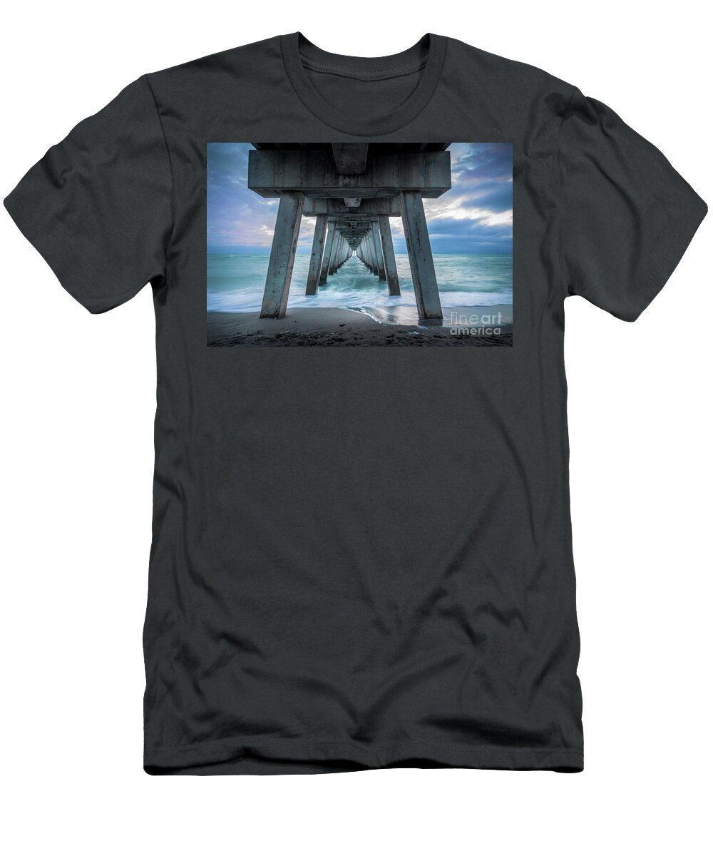 Brohard Park T-Shirt featuring the photograph Blue Sunset at Venice Pier, Florida by Liesl Walsh