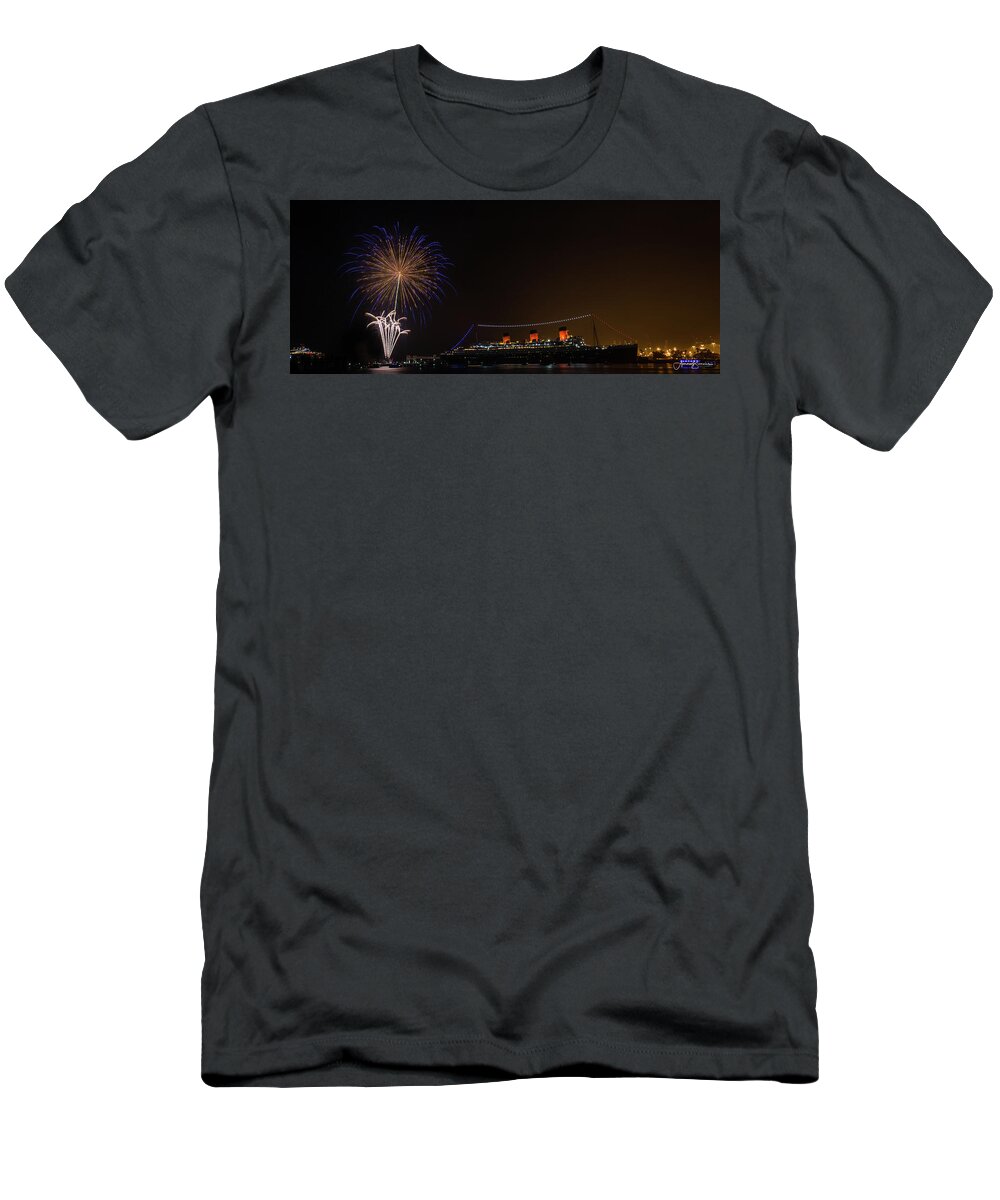 Fireworks T-Shirt featuring the photograph Blues and Golds by Aaron Burrows