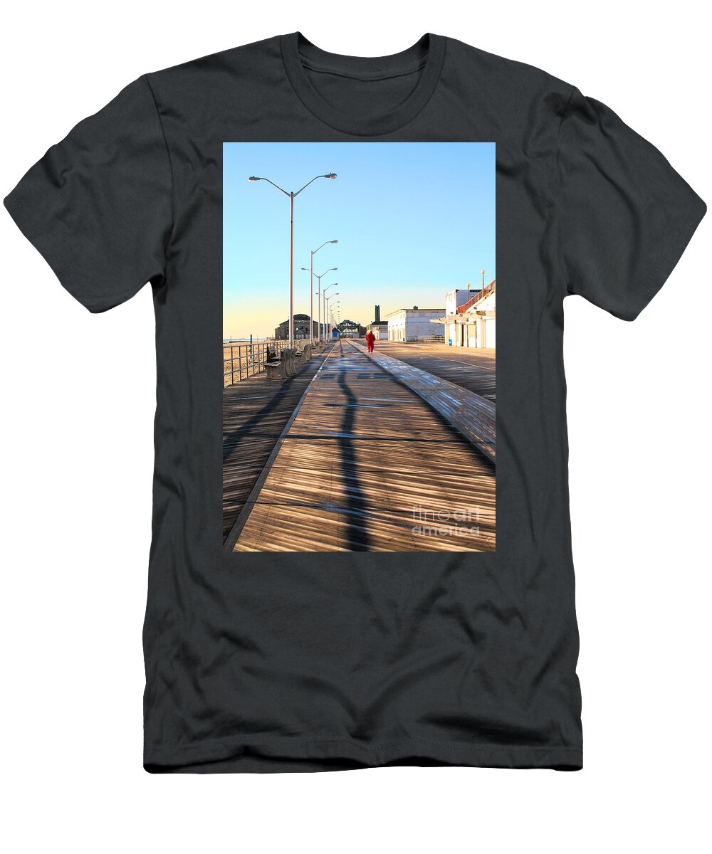 New Jersey T-Shirt featuring the photograph Boardwalk Asbury Park 2005 by Chuck Kuhn