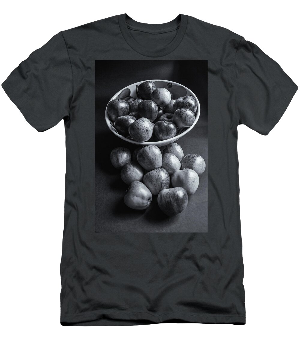 Bowl T-Shirt featuring the photograph Bowl And Apples Monochrome by Jeff Townsend
