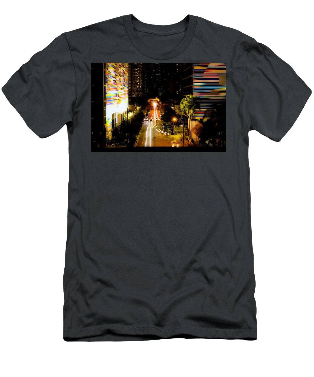 City Lights T-Shirt featuring the photograph Brickell downtown by Mitchell Grosvenor