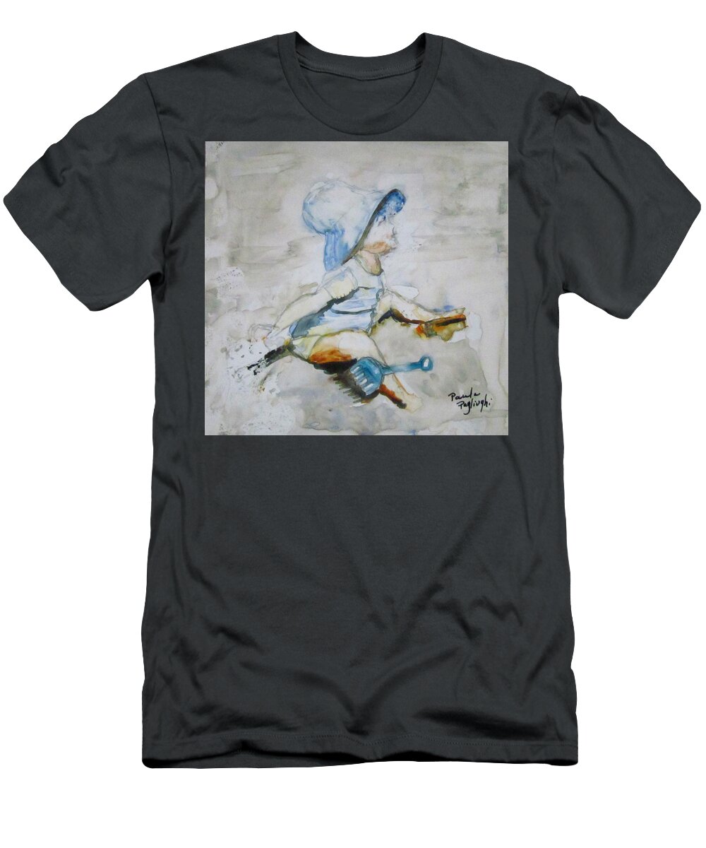 Painting T-Shirt featuring the painting Brielle on the Beach by Paula Pagliughi