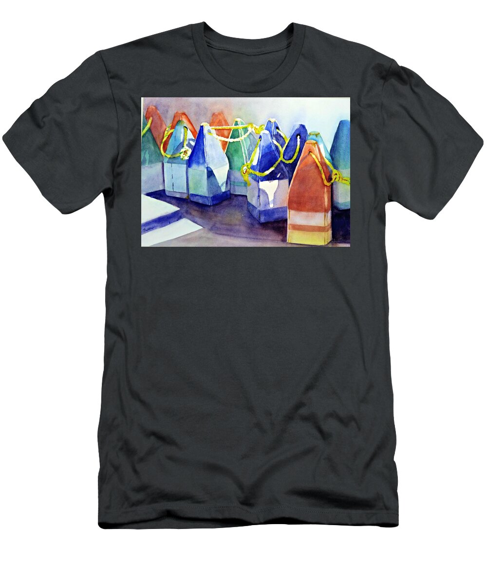 Sea T-Shirt featuring the painting Buoys by Beth Fontenot