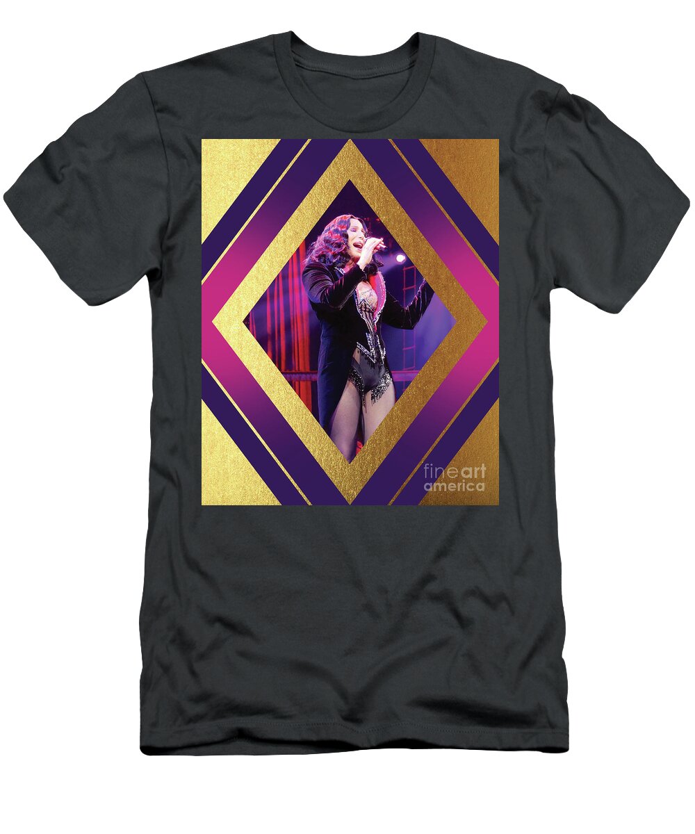 Cher T-Shirt featuring the digital art Burlesque Cher Diamond by Cher Style
