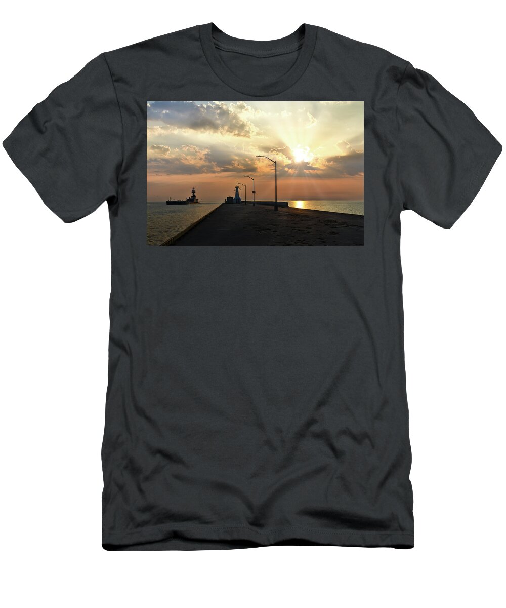 Breezeway Trail T-Shirt featuring the photograph Burlington Canal Lighthouses by Nick Mares