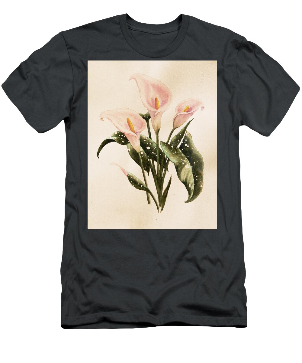 Floral T-Shirt featuring the painting Calla Lilys by Heidi E Nelson