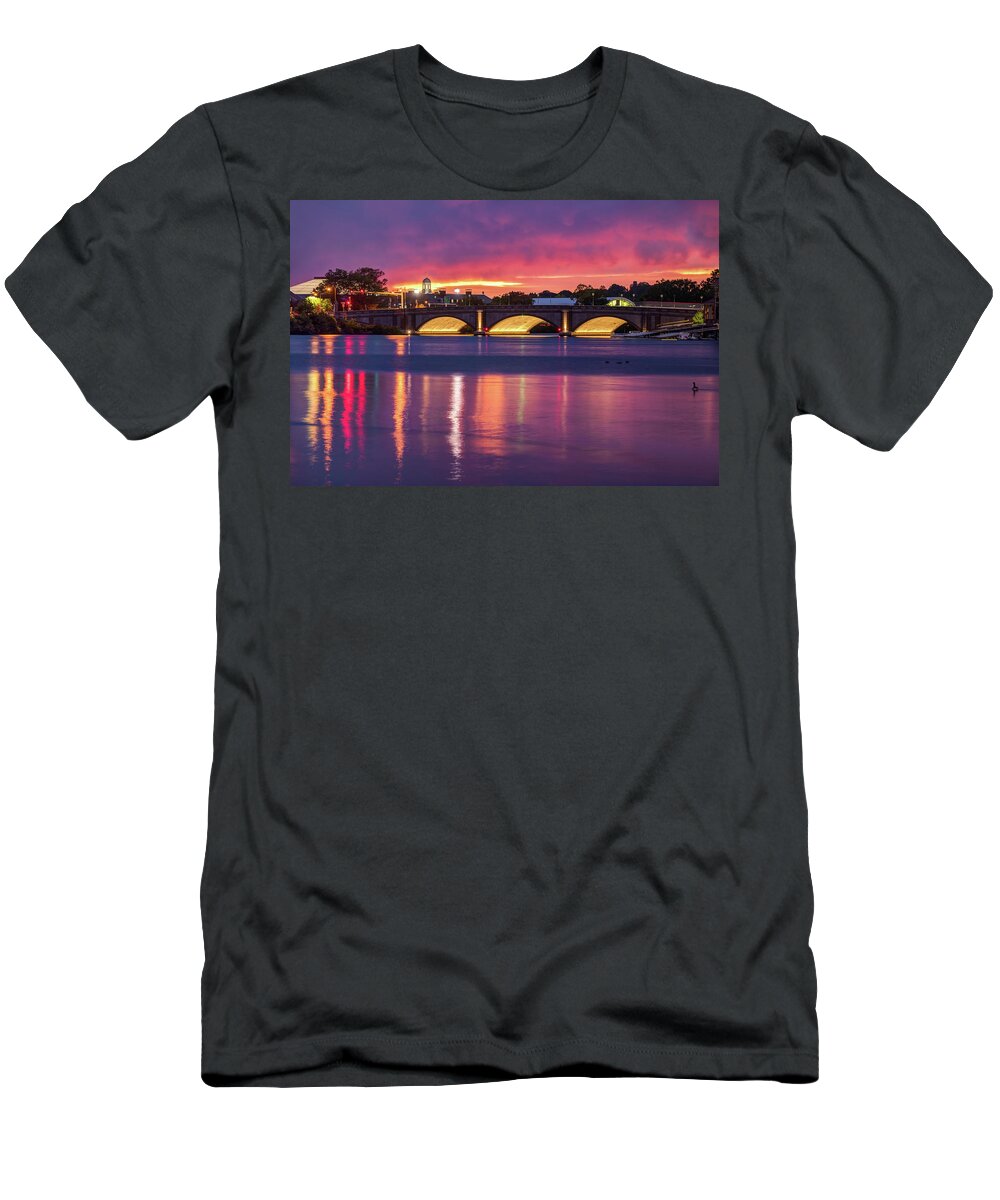 America T-Shirt featuring the photograph Cambridge Massachusetts Sunset at Anderson Memorial Bridge by Gregory Ballos