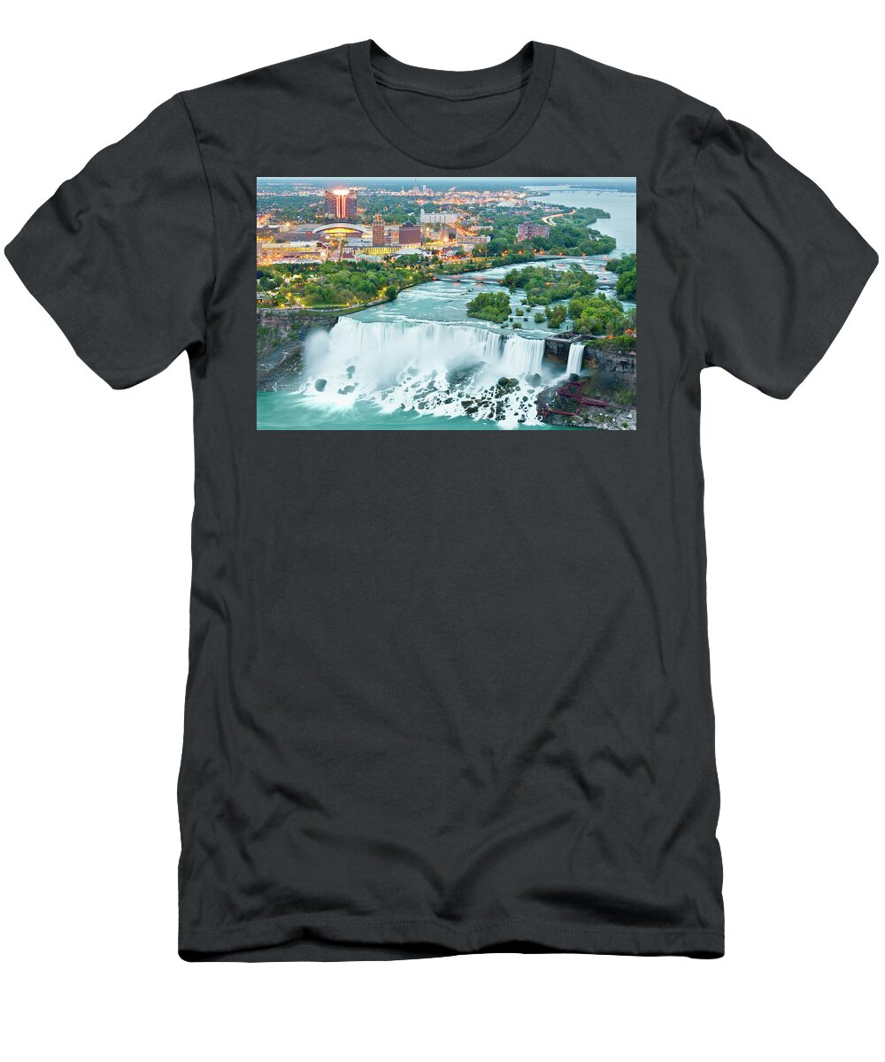 Estock T-Shirt featuring the digital art Canada, Niagara Falls, American Falls by Pietro Canali