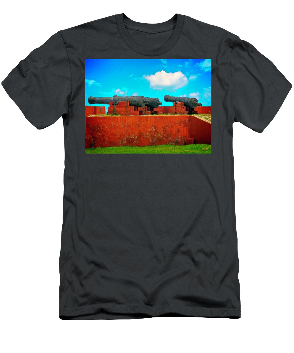 Cannons Of Fort Frederik T-Shirt featuring the photograph Cannons of Fort Frederik, St. Croix, USVI by Pheasant Run Gallery