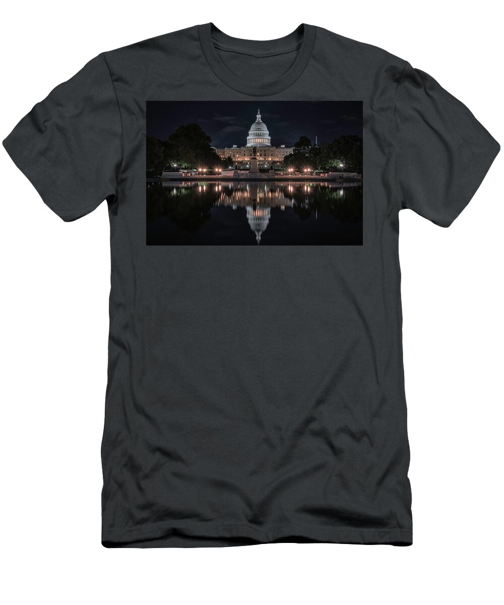 Washington Dc T-Shirt featuring the photograph Capitol Night by Robert Fawcett