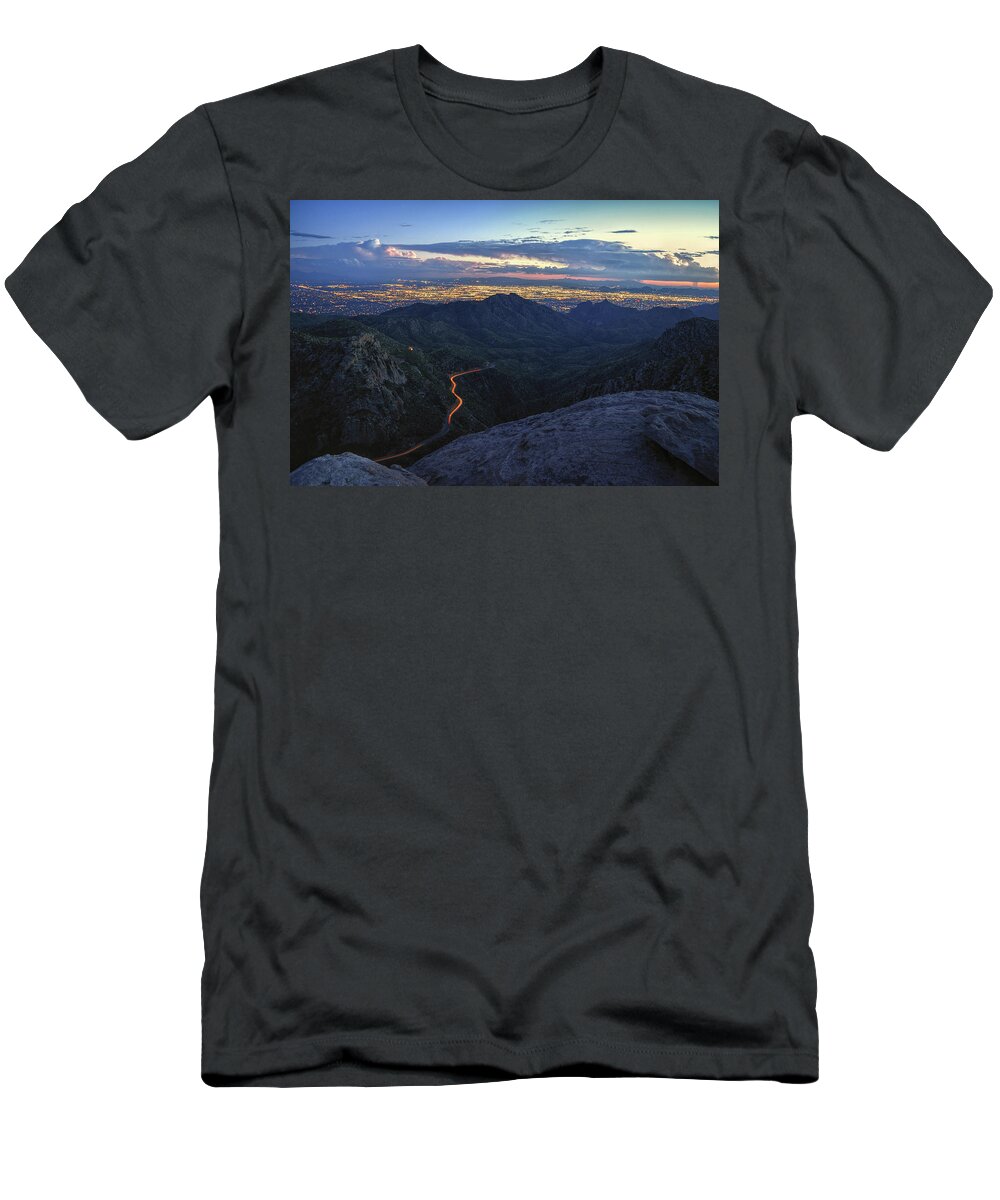 Tucson T-Shirt featuring the photograph Catalina Highway and Tucson by Chance Kafka