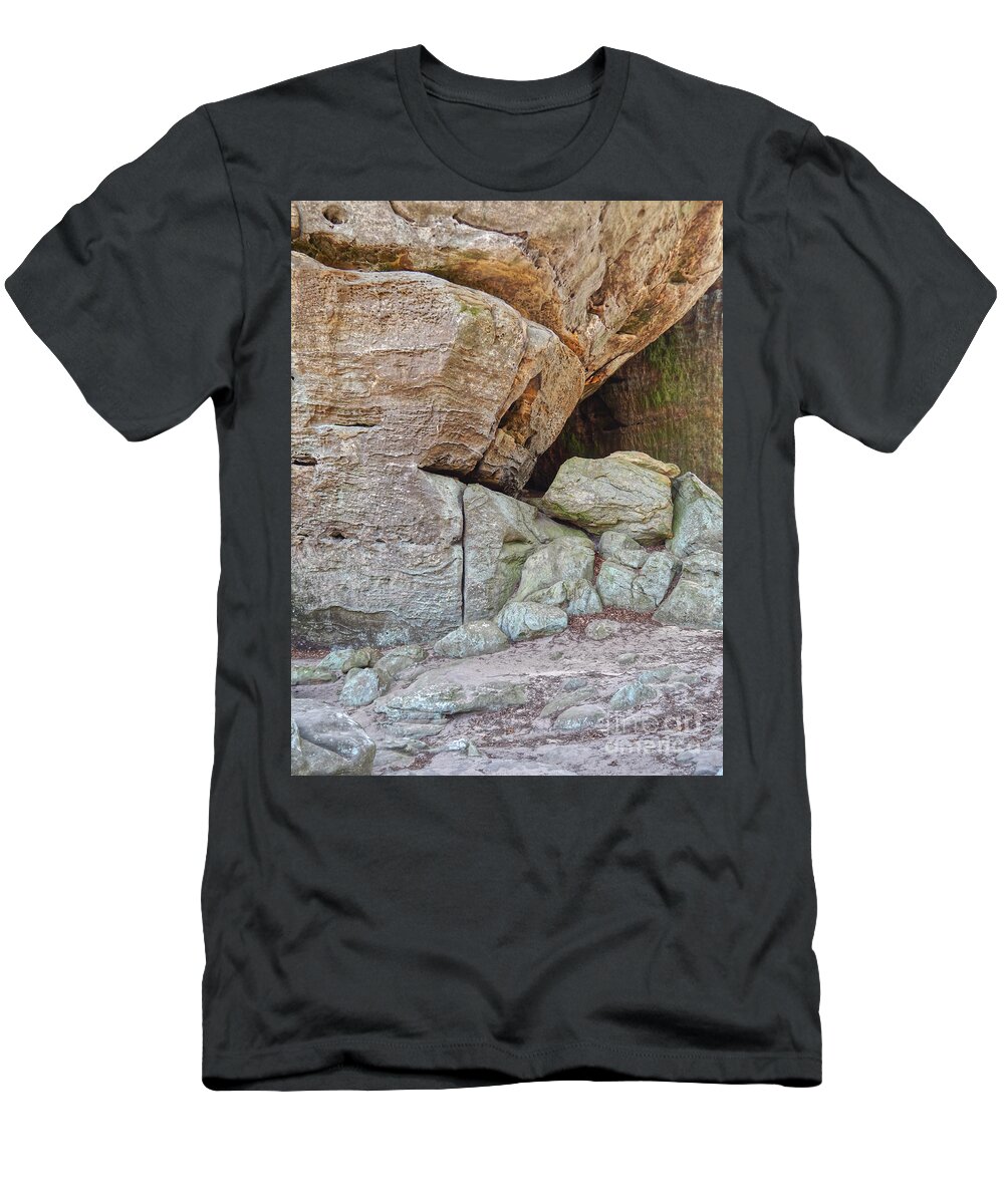 Cliff T-Shirt featuring the photograph Cave In A Cliff by Phil Perkins
