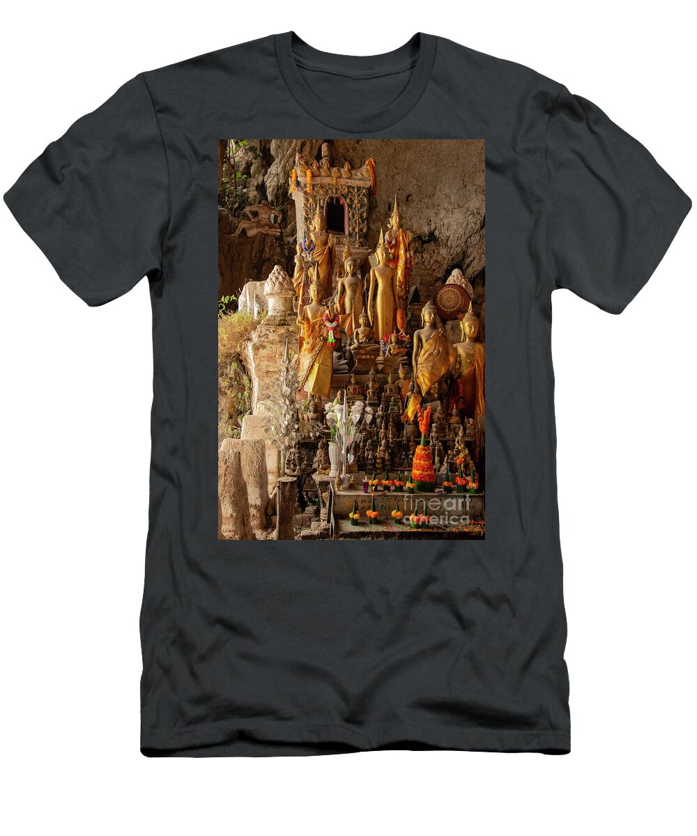 Pak Ou Caves T-Shirt featuring the photograph Cave of 5000 Buddhas by Bob Phillips