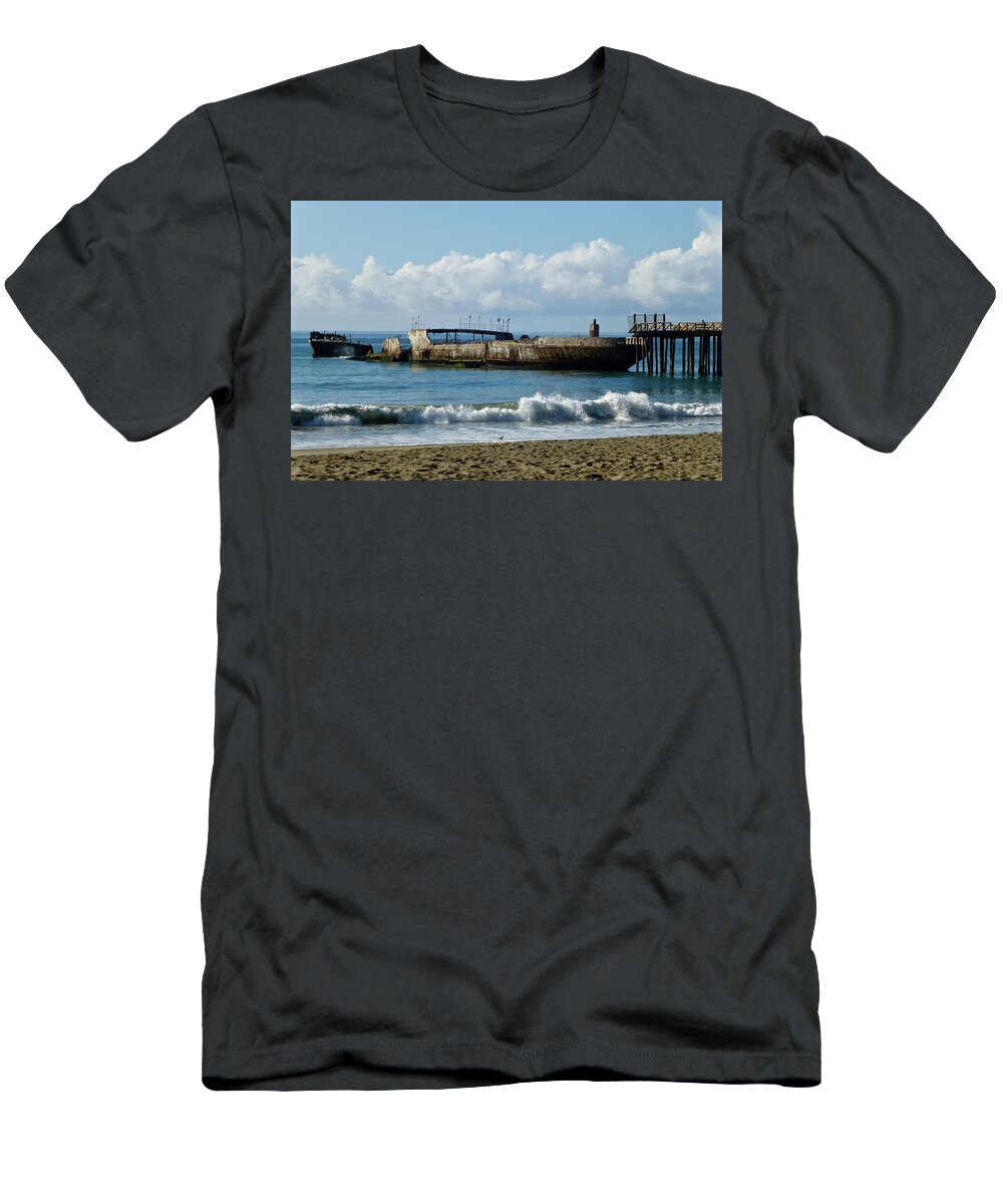 Cement Ship T-Shirt featuring the photograph Cement Ship Seacliff Beach by Amelia Racca