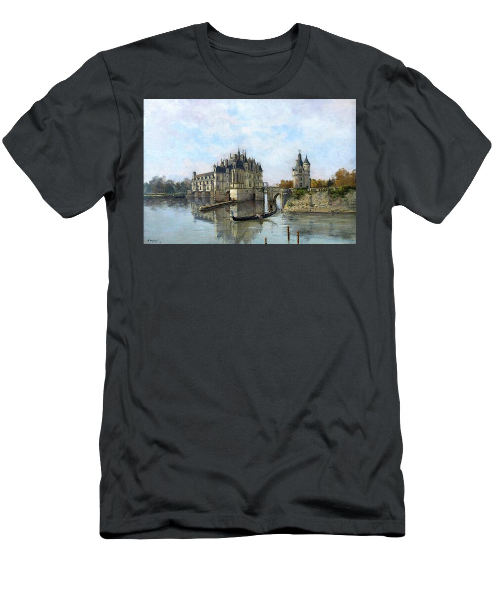 Chateau De Chenonceau Emmanuel Lansyer T-Shirt featuring the painting Chateau de Chenonceau - Emmanuel Lansyer by Weston Westmoreland
