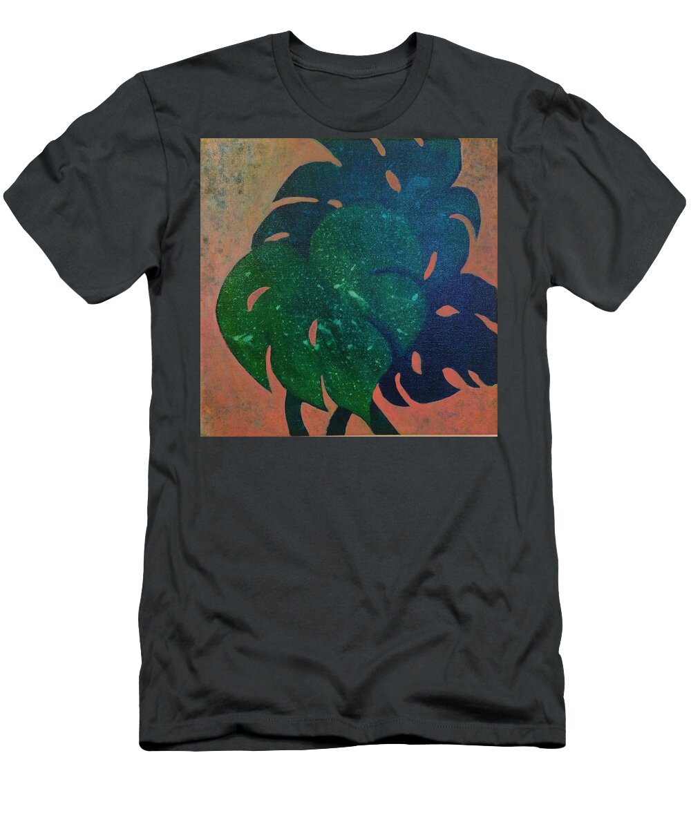 Framed Prints T-Shirt featuring the painting Cheese plant#1 by Milly Tseng