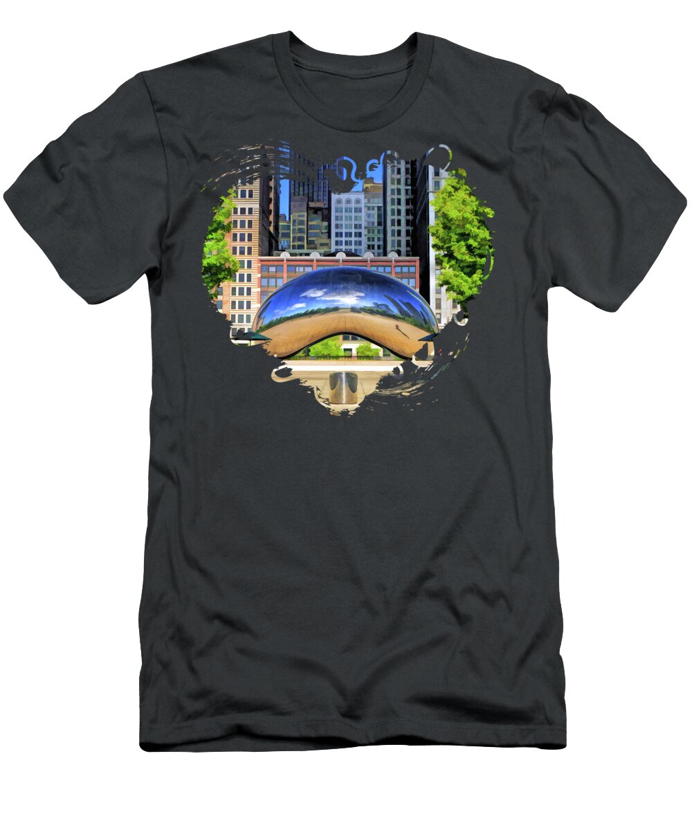 Chicago T-Shirt featuring the painting Chicago Cloud Gate Park by Christopher Arndt
