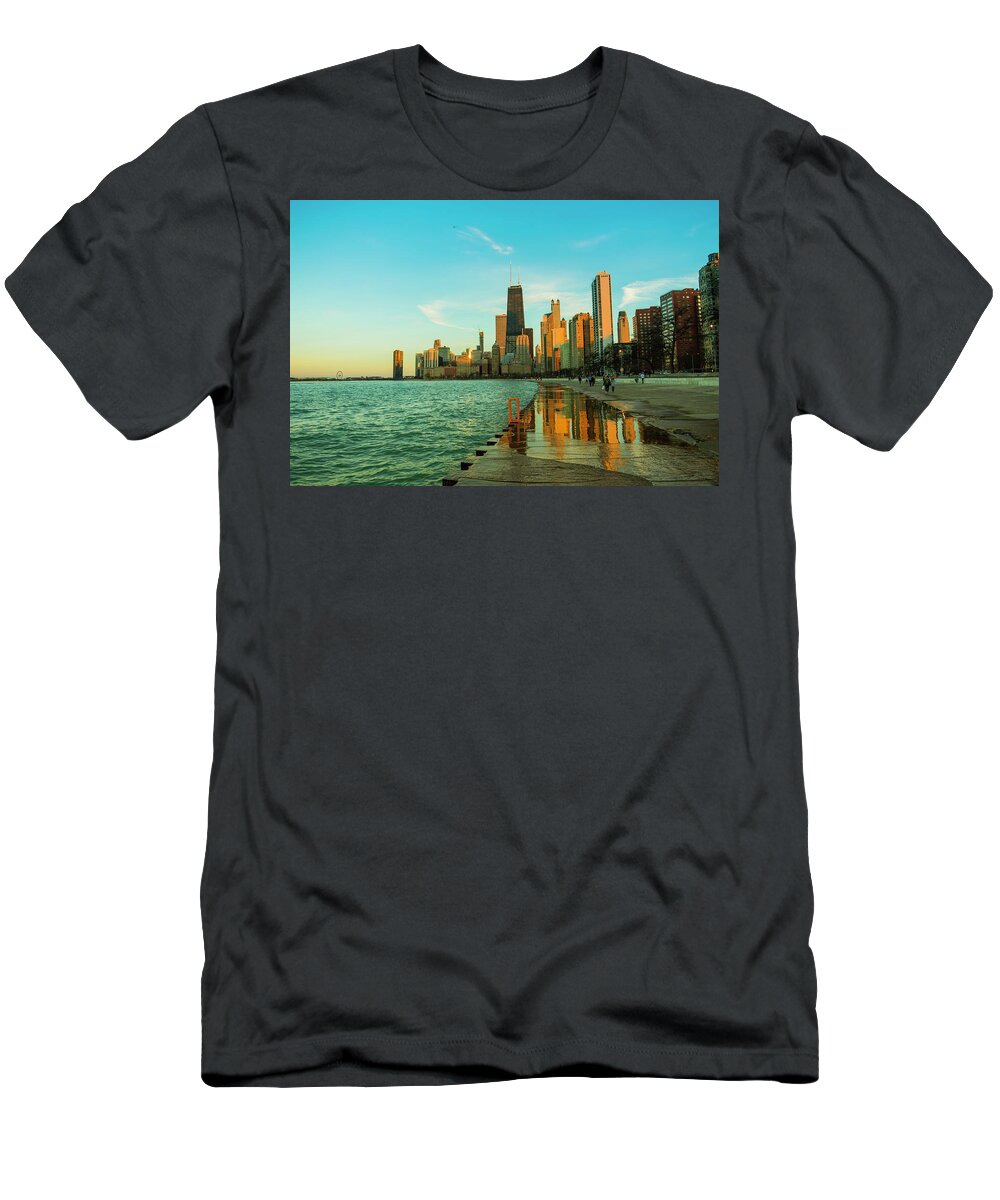 Chicago T-Shirt featuring the photograph Chicago Reflections by Bobby K