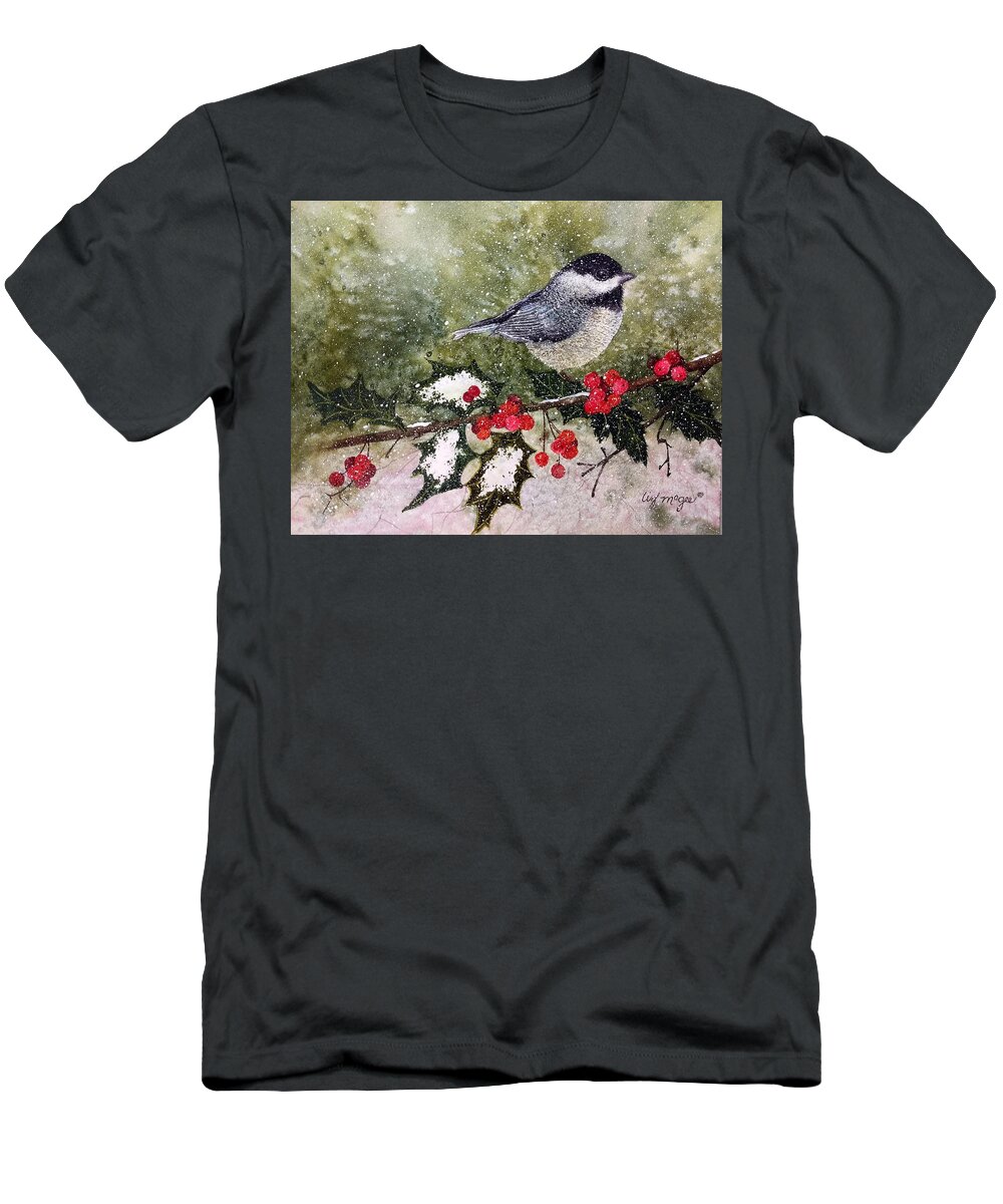 Chickadee T-Shirt featuring the painting Chickadee by Lizbeth McGee
