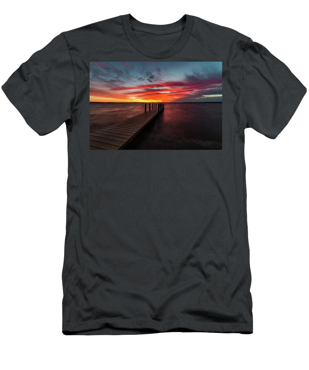 Higgins Lake T-Shirt featuring the photograph Chilly Sunrise by Joe Holley