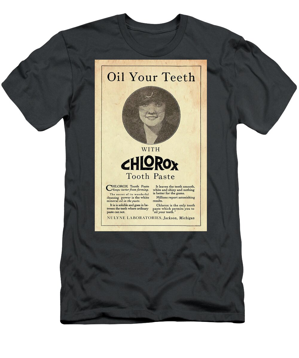 Dental T-Shirt featuring the photograph Chlorox Tooth Paste, 1921 by Pheasant Run Gallery