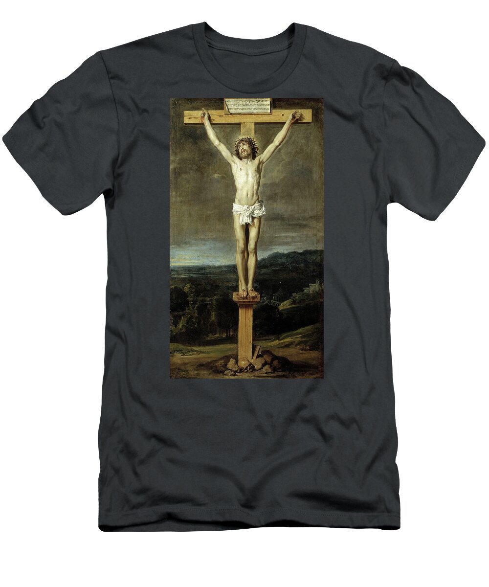Christ On The Cross T-Shirt featuring the painting 'Christ on the Cross', 1631, Spanish School, Oil on canvas... by Diego Velazquez -1599-1660-