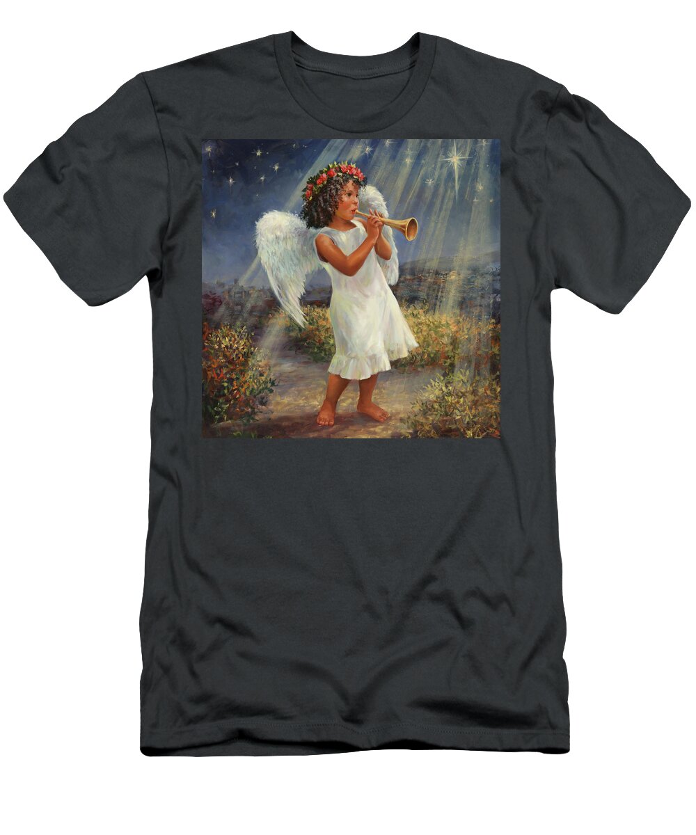 Christmas T-Shirt featuring the painting Christmas Angel by Laurie Snow Hein