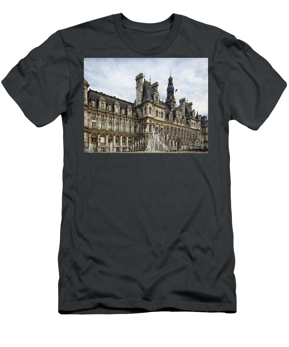 Wayne Moran Photography T-Shirt featuring the photograph City Hall Hotel de Ville Paris France by Wayne Moran