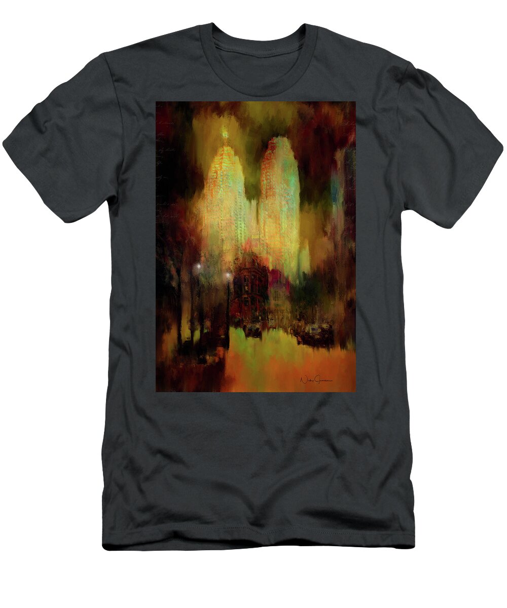 Photosintopaintings T-Shirt featuring the digital art City Lights by Nicky Jameson
