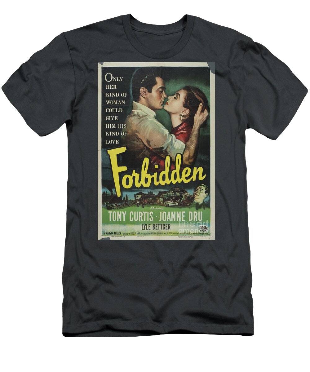 Forbidden T-Shirt featuring the painting Classic Movie Poster - Forbidden by Esoterica Art Agency