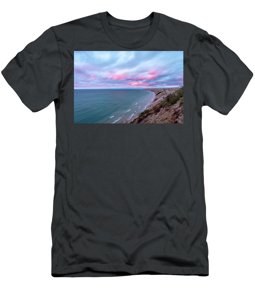 Au Sable Point T-Shirt featuring the photograph Cloudy Evening Light on Grand Sable Banks by Gary McCormick