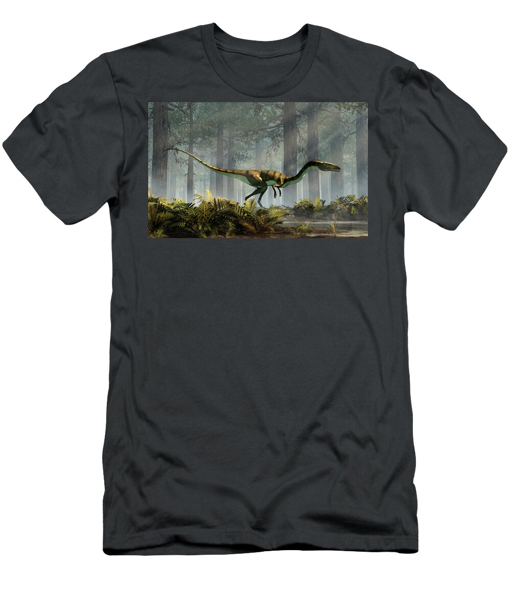 Coelophysis T-Shirt featuring the digital art Coelophysis in a Forest by Daniel Eskridge