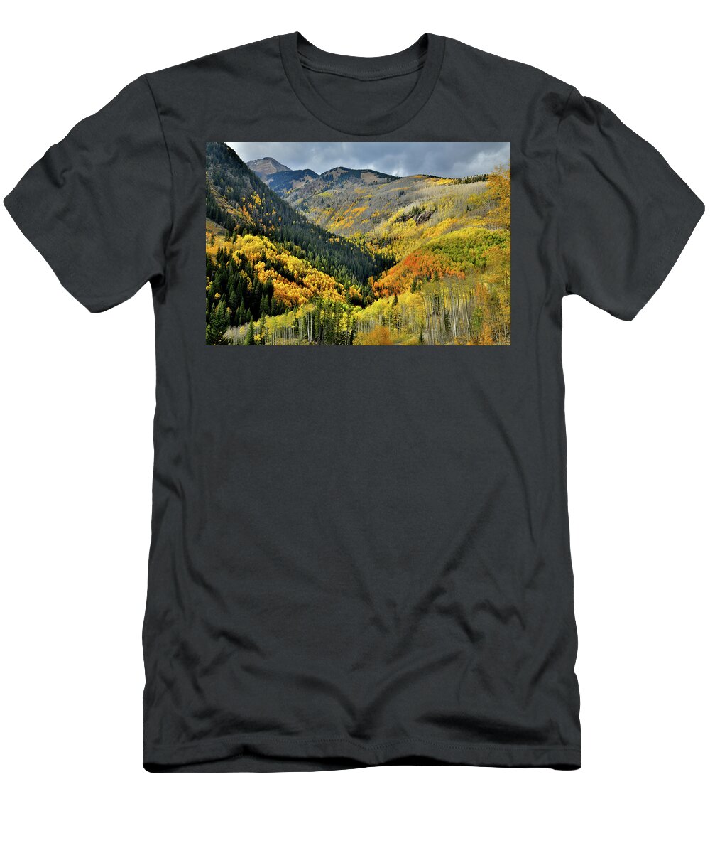 Highway 145 T-Shirt featuring the photograph Color Spotlights along Highway 145 in CO by Ray Mathis