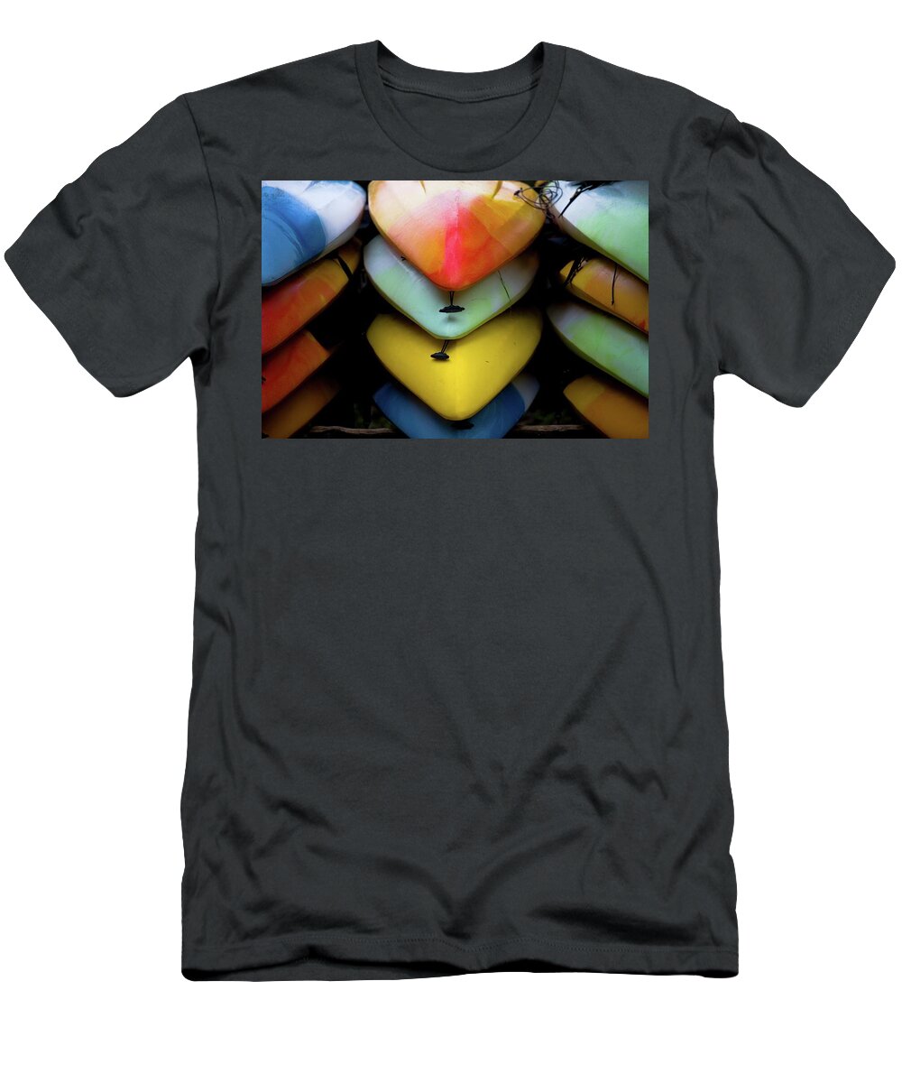 Kayak T-Shirt featuring the photograph Color Stack Kayak by T Lynn Dodsworth