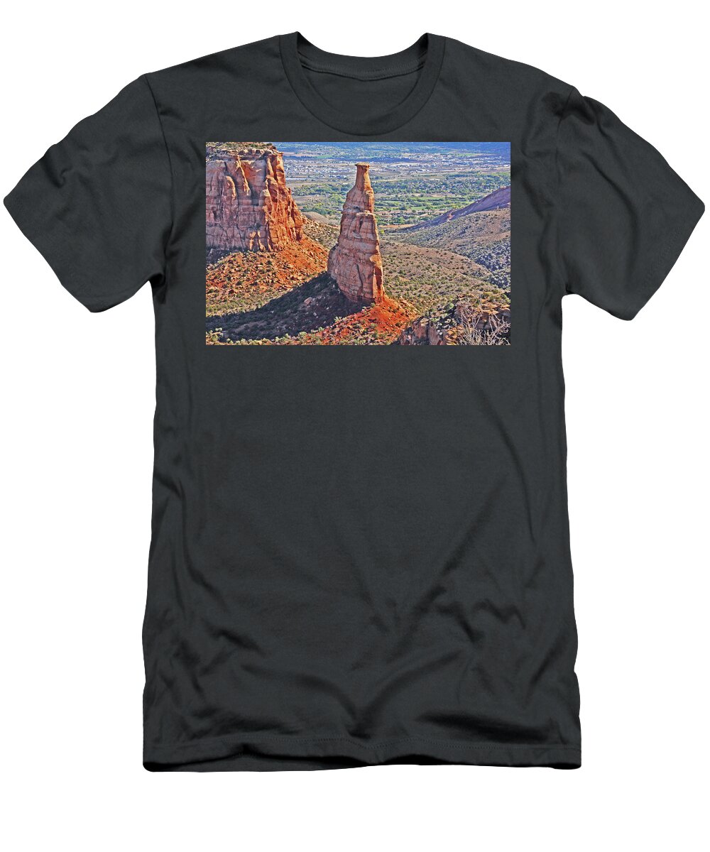 Colorado National Monument Spires Rock Formations T-Shirt featuring the photograph Colorado National Monument Spires 3097 by David Frederick