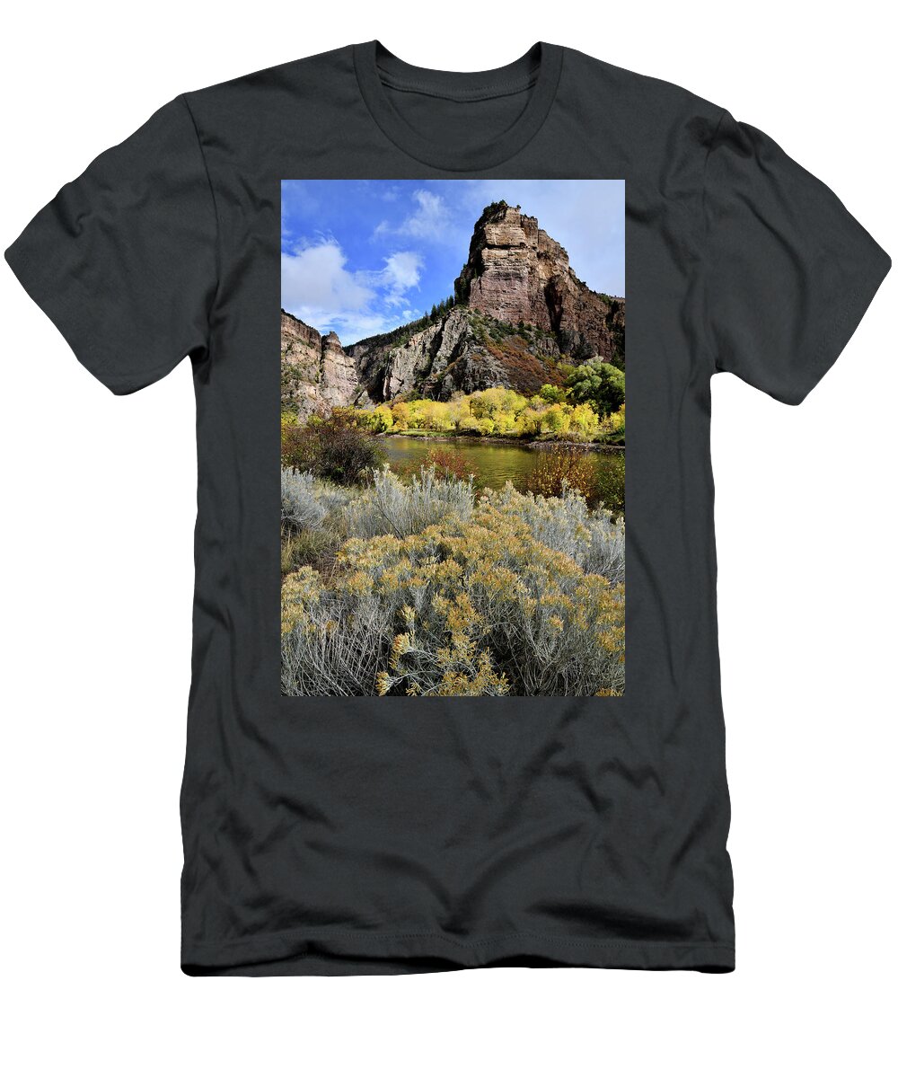  T-Shirt featuring the photograph Colorado River Aspens in Color by Ray Mathis