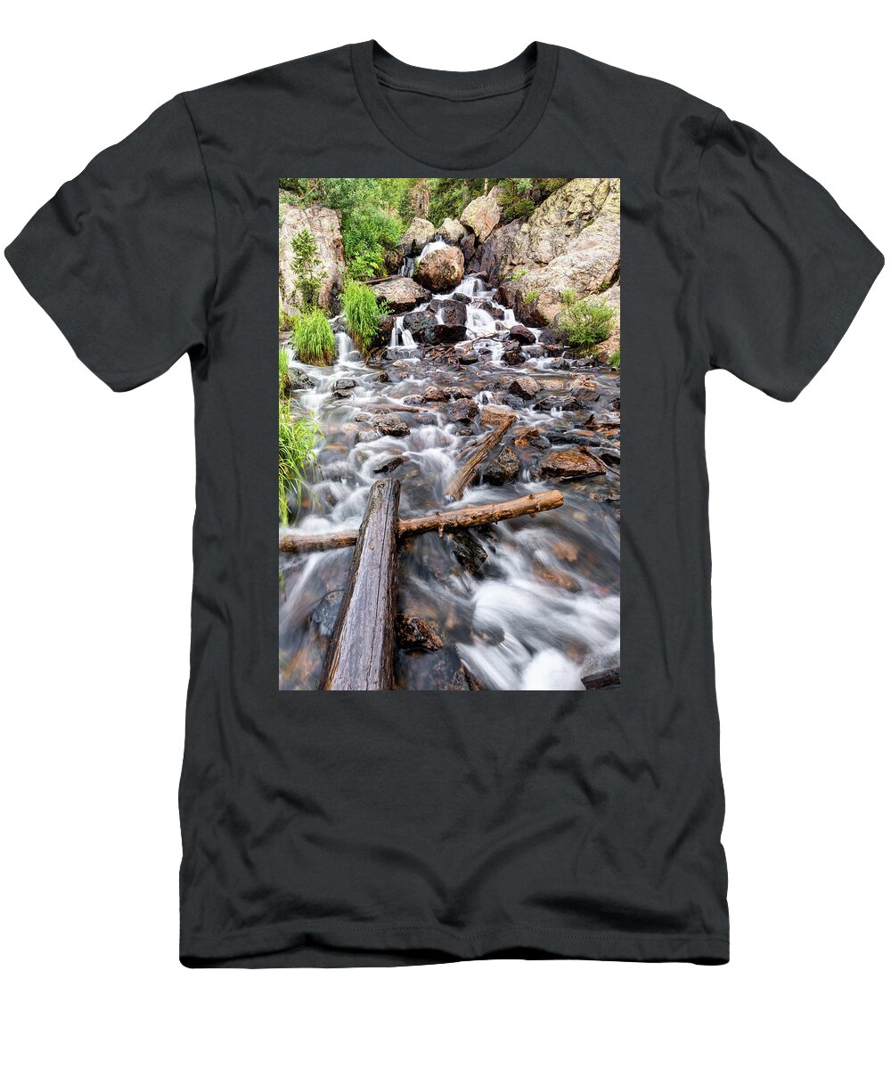 America T-Shirt featuring the photograph Colorado Rocky Mountain Riverscape by Gregory Ballos