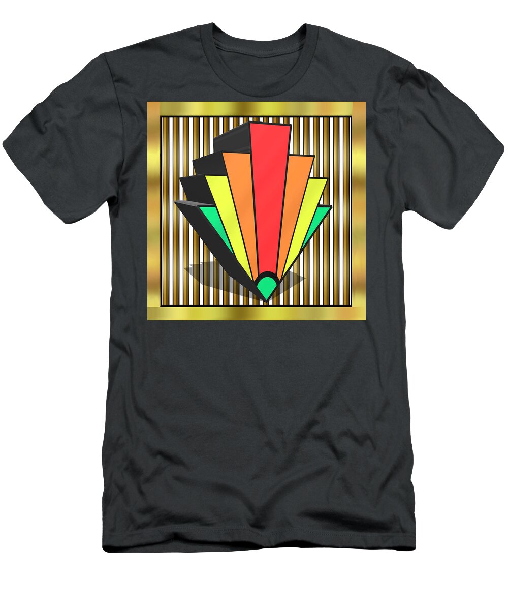 Colorful T-Shirt featuring the digital art Colorful 3D Chevron by Chuck Staley