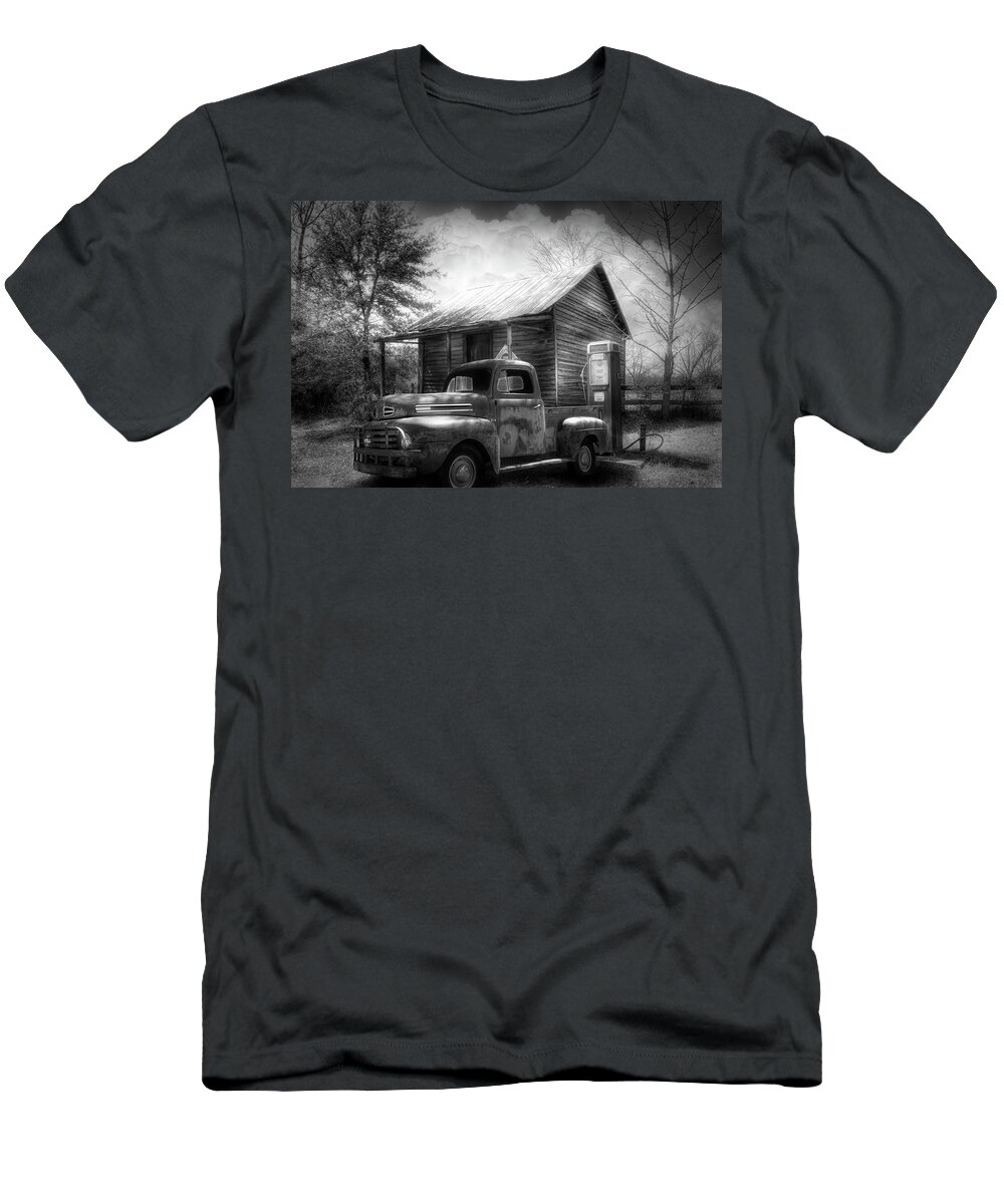 Black T-Shirt featuring the photograph Country Olden Days Black and White by Debra and Dave Vanderlaan