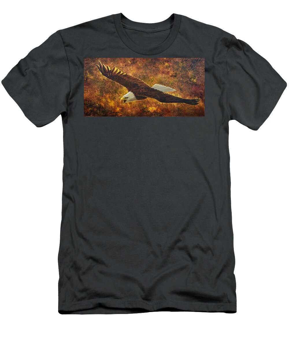 Eagle T-Shirt featuring the painting Cry of the heart by Lynne Pittard