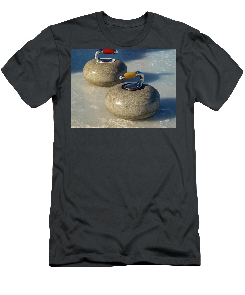 Curling T-Shirt featuring the photograph Curling Stones by Laura Smith