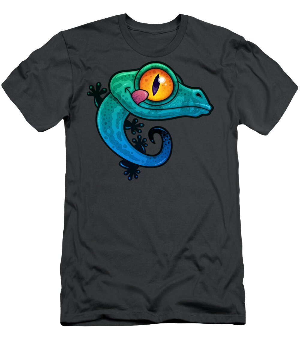 Lizard T-Shirt featuring the digital art Cute Colorful Cartoon Gecko by John Schwegel