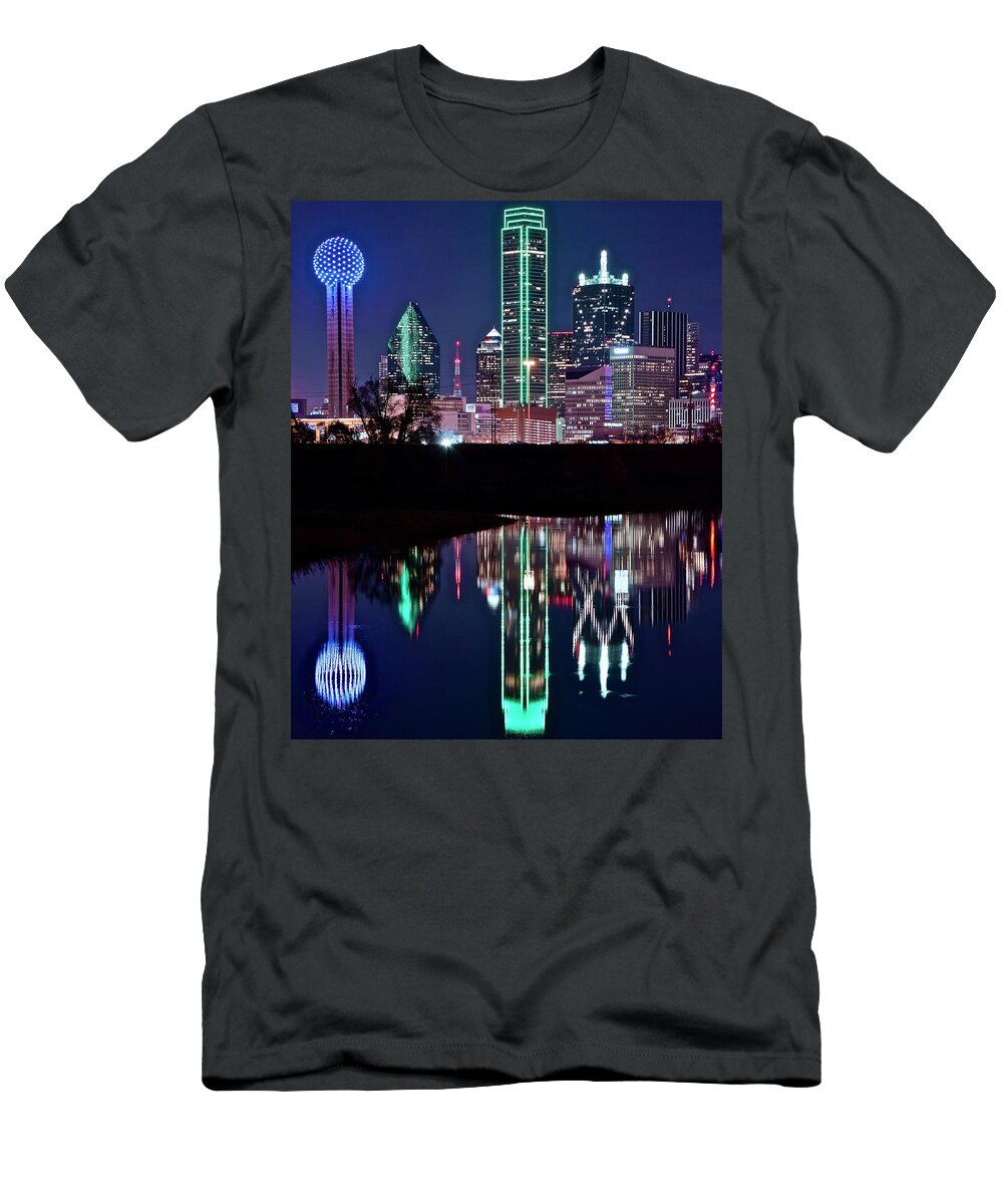 Dallas T-Shirt featuring the photograph Dallas Lights by Frozen in Time Fine Art Photography