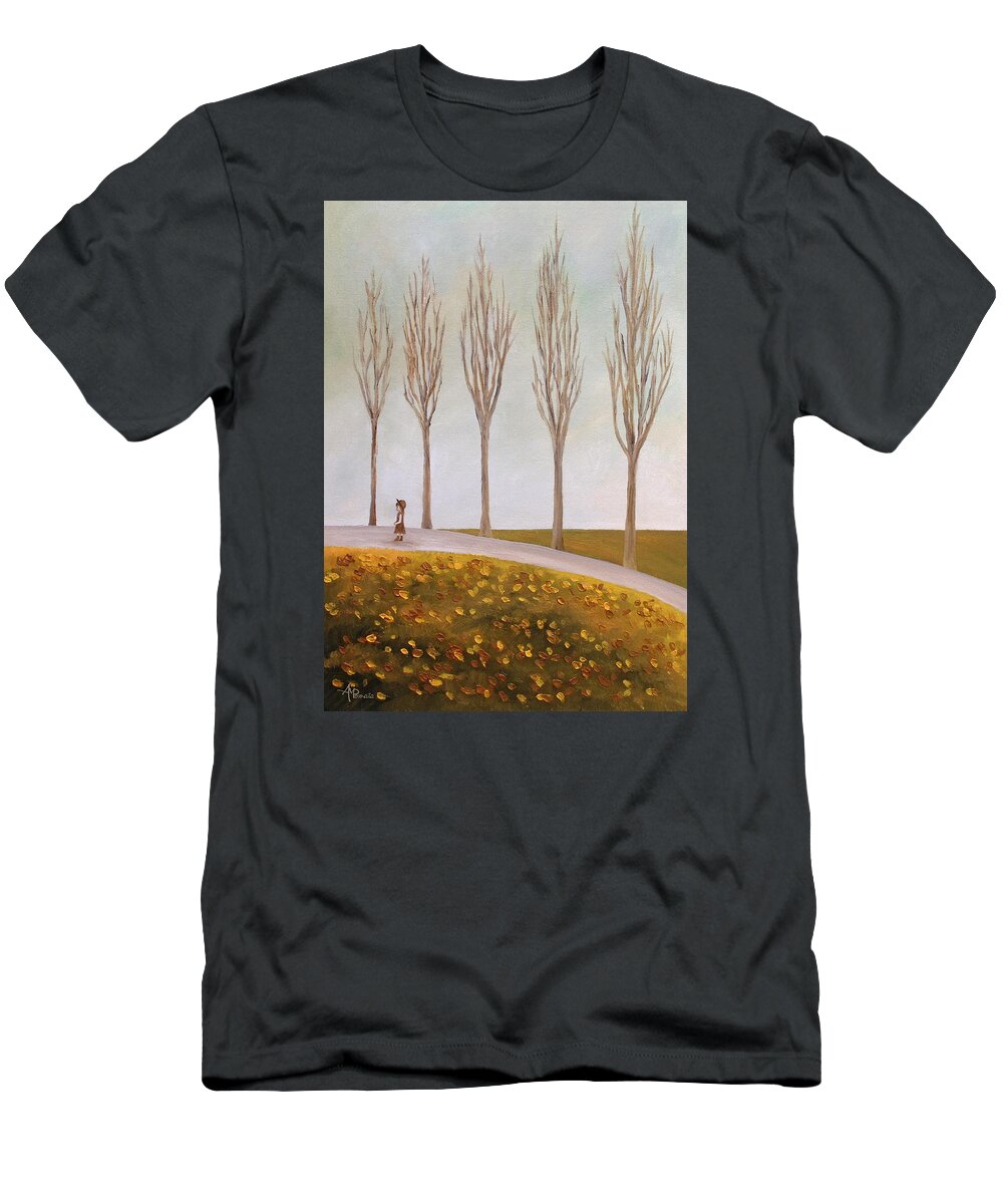 Elms T-Shirt featuring the painting Days When The Rains Came by Angeles M Pomata