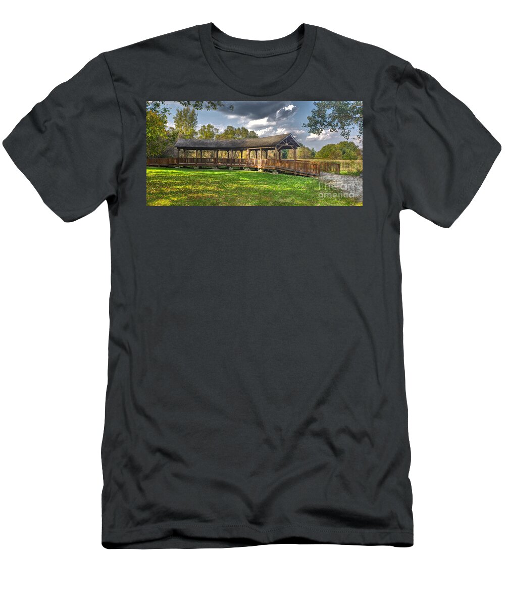 Nature T-Shirt featuring the photograph Deck at Pickerington Ponds by Jeremy Lankford