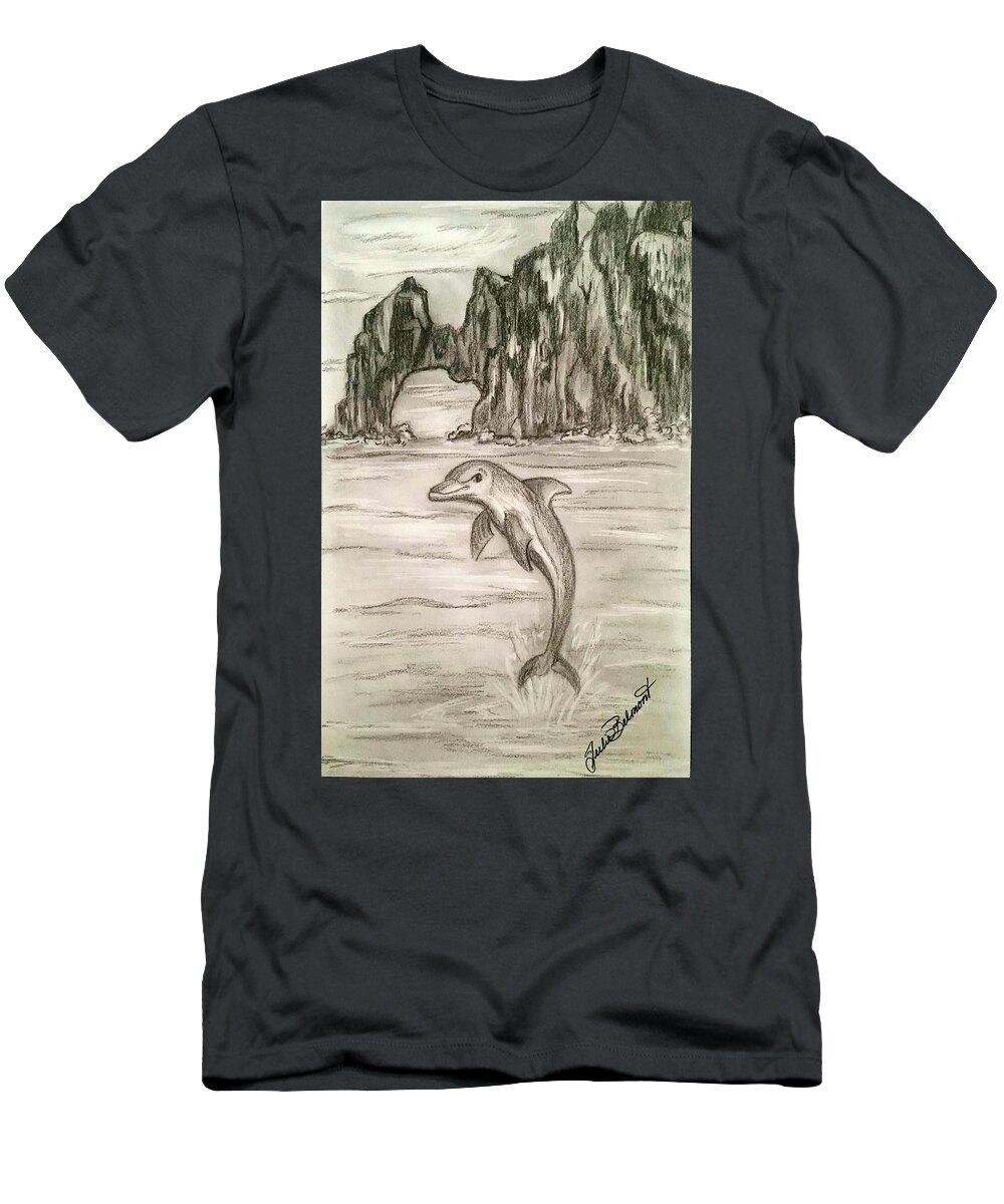Dolphin T-Shirt featuring the drawing Delphy the Dolphin by Julie Belmont