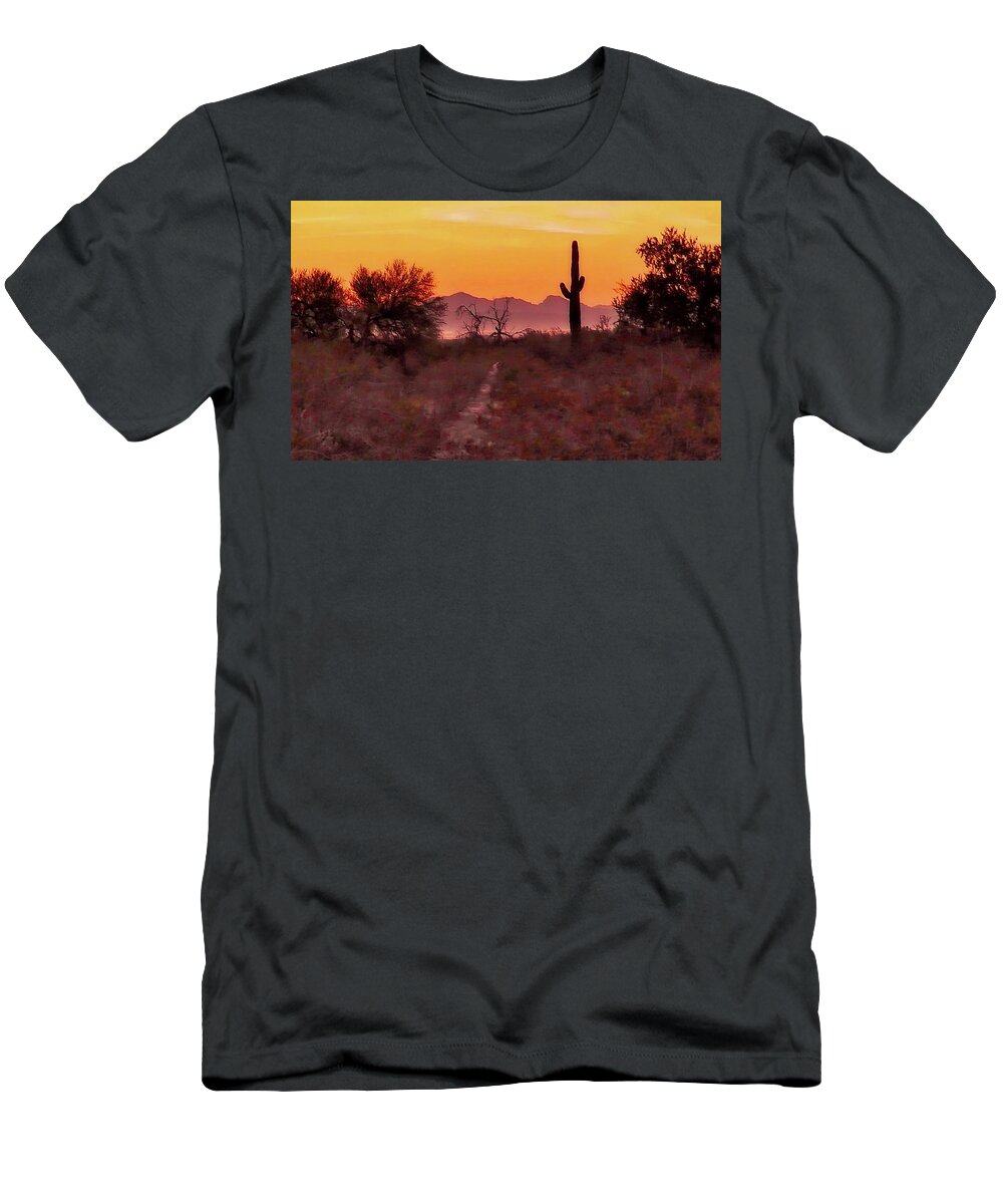 Affordable T-Shirt featuring the photograph Desert Sunrise Trail by Judy Kennedy