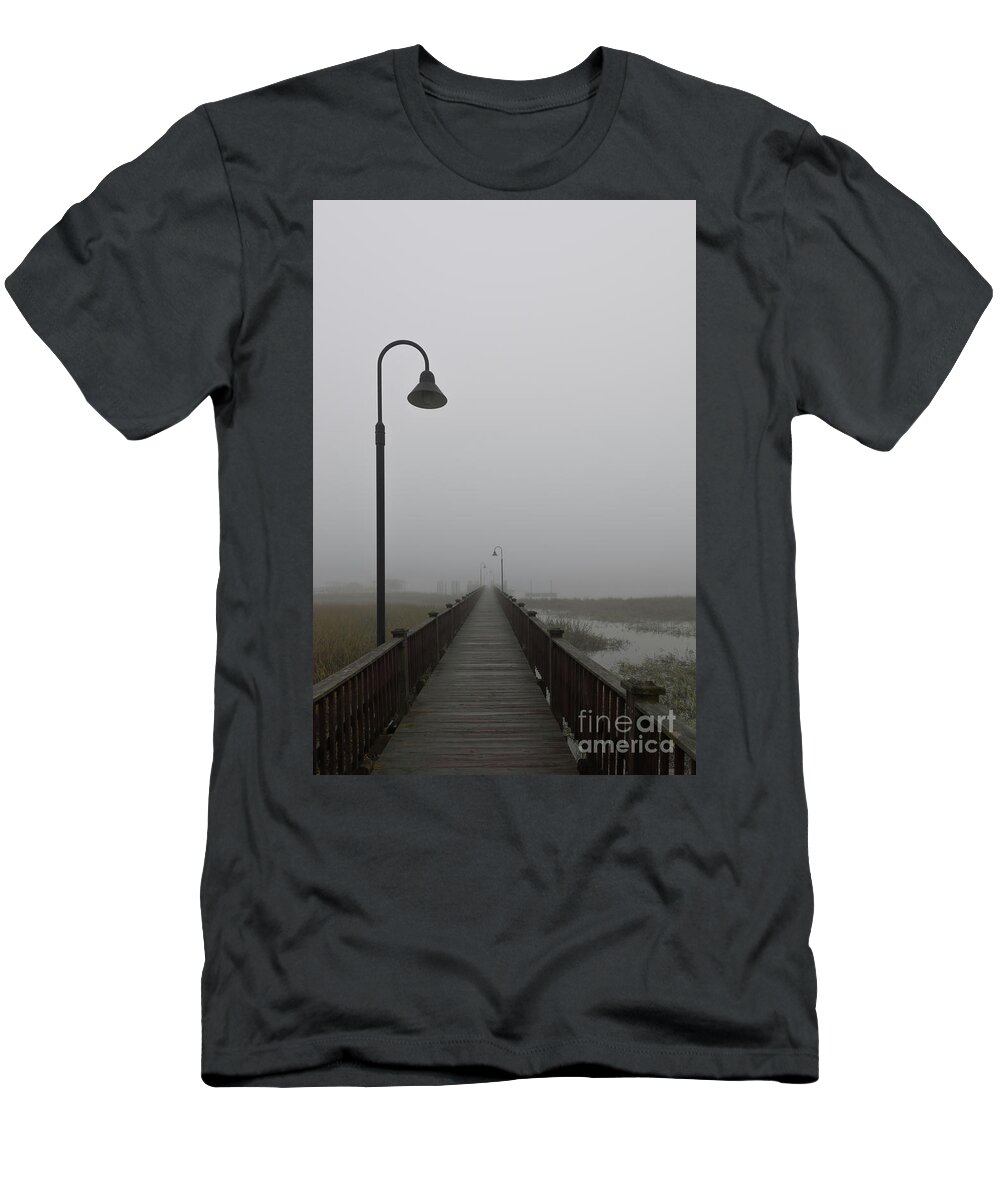 Fog T-Shirt featuring the photograph Dockside Southern Fog by Dale Powell