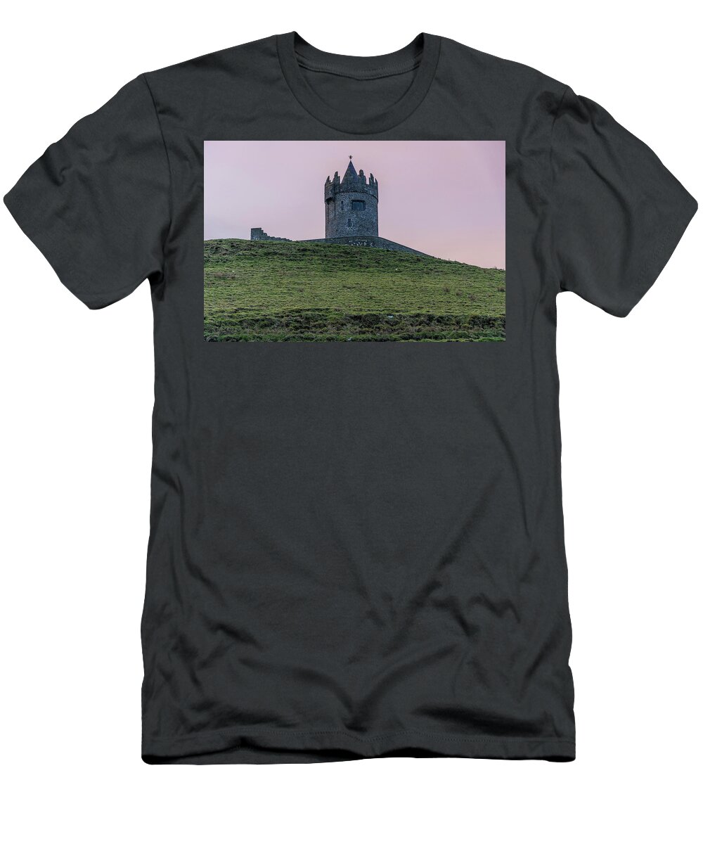 Canon Travel Photography T-Shirt featuring the photograph Doonagore Castle Ireland by John McGraw